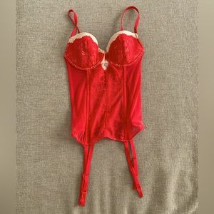 Cherry Red Victoria’s Secret Corset with Tights Straps